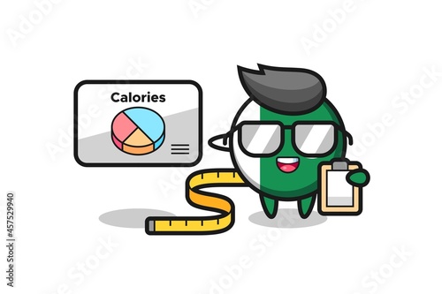 Illustration of pakistan flag mascot as a dietitian