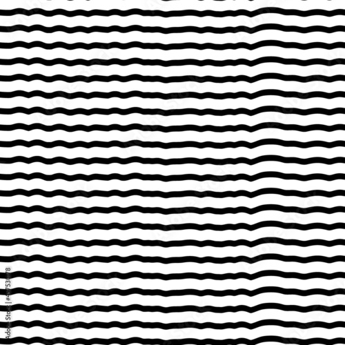 Curved lines seamless pattern. Jagged stripes ornament. Curves print. Linear waves motif. Striped background. Broken line shapes wallpaper. Wavy stripe figures. Ethnical textile print. Vector artwork