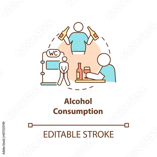 Alcohol consumption concept icon. Spirits consumption leads to water loss. Intoxication consequences abstract idea thin line illustration. Vector isolated outline color drawing. Editable stroke