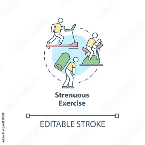 Strenuous exercise concept icon. Intense activity requires additional fluid consumption. Rehydration abstract idea thin line illustration. Vector isolated outline color drawing. Editable stroke