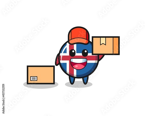 Mascot Illustration of iceland flag as a courier