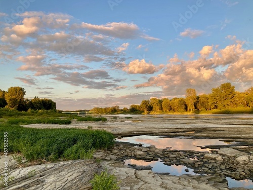 river in autumn at sunset