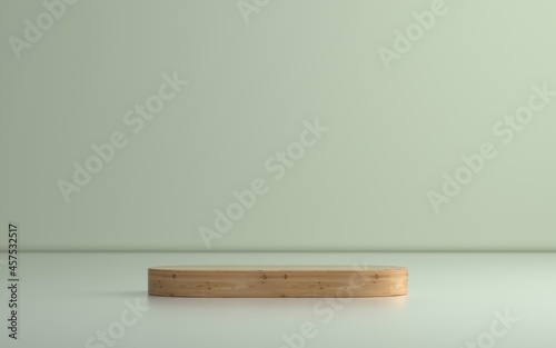 Fototapeta Naklejka Na Ścianę i Meble -  Wooden product podium or stage in empty room with soft lighting