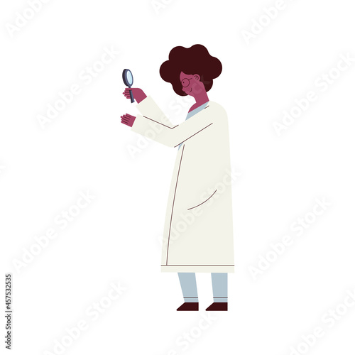 woman scientist with loupe