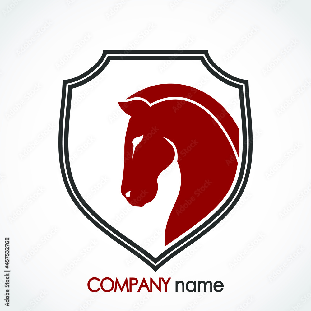 horse head elegant heraldry logo design