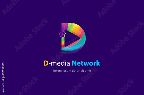 modern D logo with combination concept of letter D and Media icon