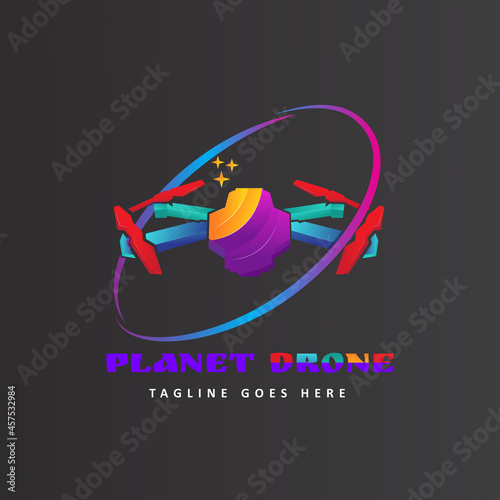 Planet Drone Logo. suitable for Technology Company