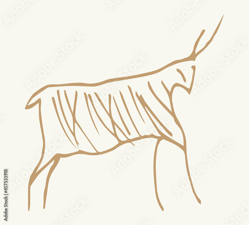 Primitive rock painting. Vector drawing