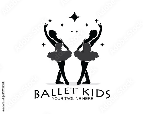Kids ballet silhouette design logo
