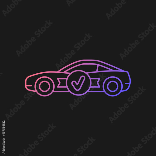 Top quality car gradient vector icon for dark theme. High-rated professional vehicle. Well-engineered sports auto model. Thin line color symbol. Modern style pictogram. Vector isolated outline drawing