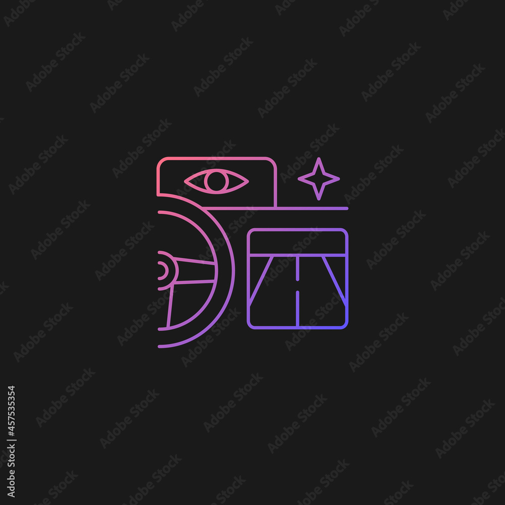 Built in night vision gradient vector icon for dark theme. Enhance driver vision at nighttime. Thermal imaging feature. Thin line color symbol. Modern style pictogram. Vector isolated outline drawing