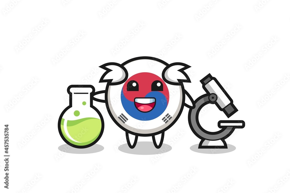 Mascot character of south korea flag as a scientist Mascot character of south korea flag as a scientist