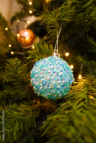 christmas decor, toys, bows, glass balls, bokeh, background, toys, merry christmas, happy new year. 2022. Lights, sparkles and glare, snow. 