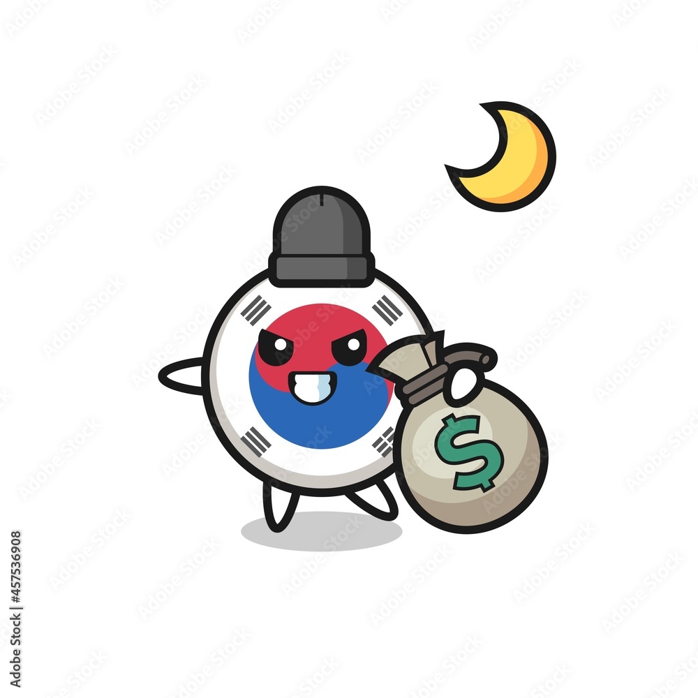 Illustration of south korea flag cartoon is stolen the money Illustration of south korea flag cartoon is stolen the money