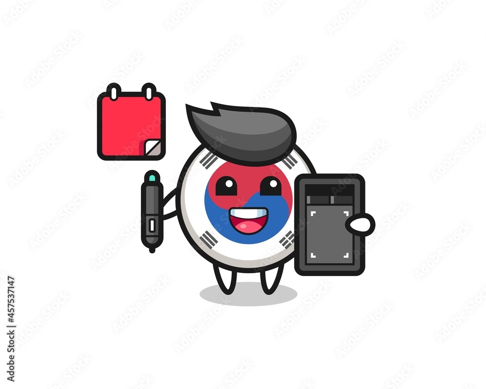 Illustration of south korea flag mascot as a graphic designer Illustration of south korea flag mascot as a graphic designer