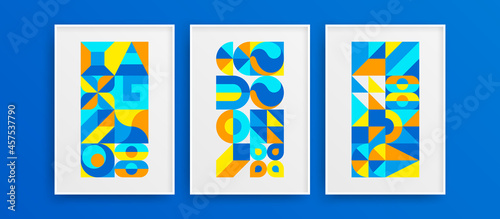 Trendy amazing home decor illustration bundle. Modern abstract geometric shapes design vector concept composition.