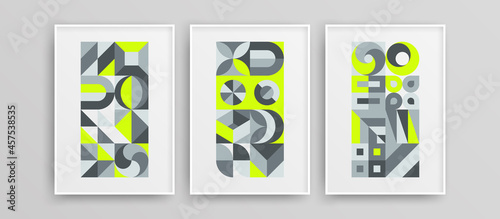 Trendy original bauhaus shapes design vector concept composition. Unique colorful mural art illustration collection.