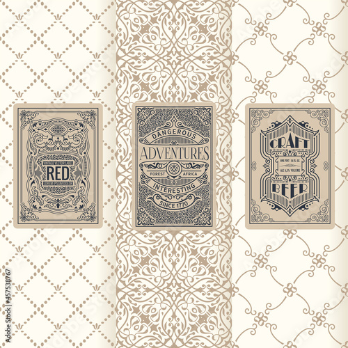 Vector set of design elements labels, icon, logo, frame, luxury packaging for the product