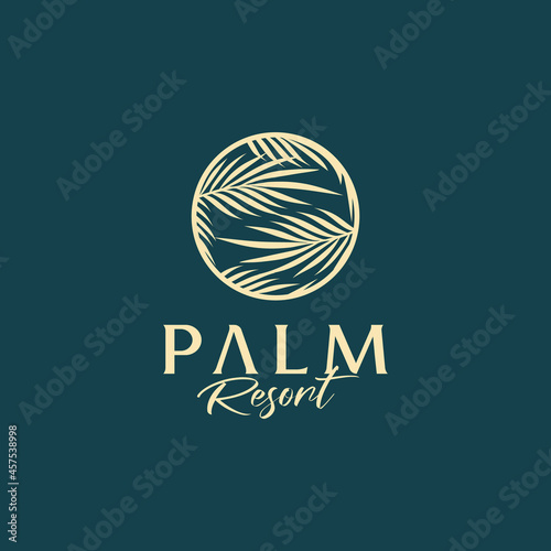 Beauty Palm Leaves In a Circle for Resort and Spa Logo Design Vector