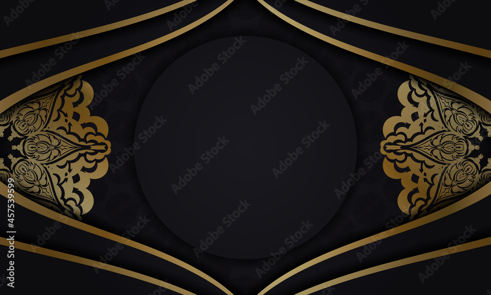 Baner in black with a luxurious gold pattern and a place for your logo