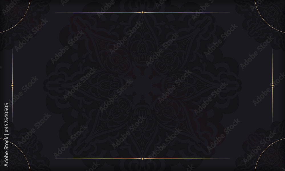 Baner in black with a luxurious pattern and a place under the logo