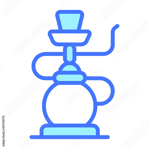 shisha hookah vector Blue outline icon. Hindu festival, Hindu celebration icon.