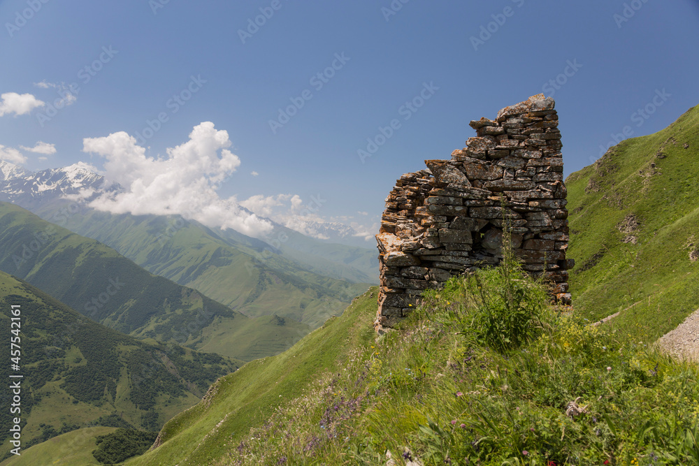 The ruins of the watchtower. North Ossetia-Alania