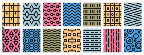 Set of minimalistic linear abstract seamless patterns