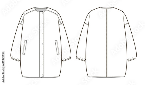 Fashion technical drawing of oversized bomber jacket
