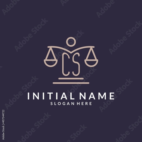 CS initials combined with the scales of justice icon, design inspiration for law firms in a modern and luxurious style