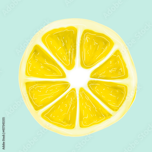 Cuadro en lienzo Plasticine 3d illustration, Fresh slised lemon, isolated on a white background