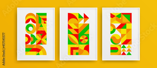 Abstract amazing wall art illustration collection. Isolated creative flat shapes vector design artwork bundle.