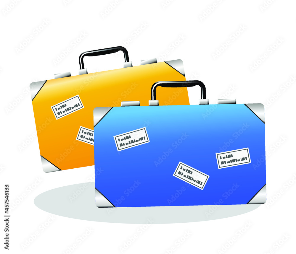 Suitcase Travel Blue and Yellow Vector Suitcase Travel Blue and Yellow Vector