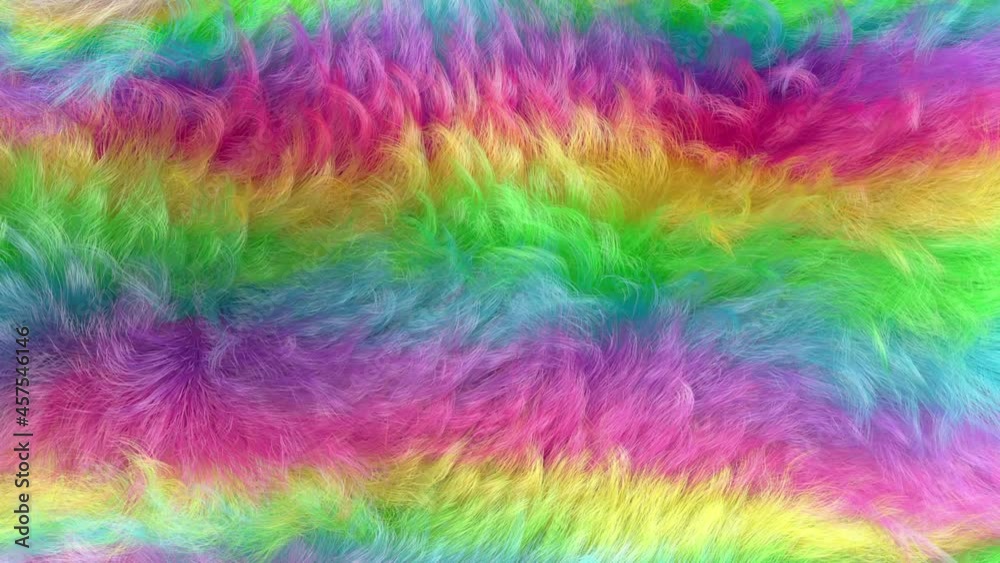 Rainbow, curly, waving fur background, 3D generated.