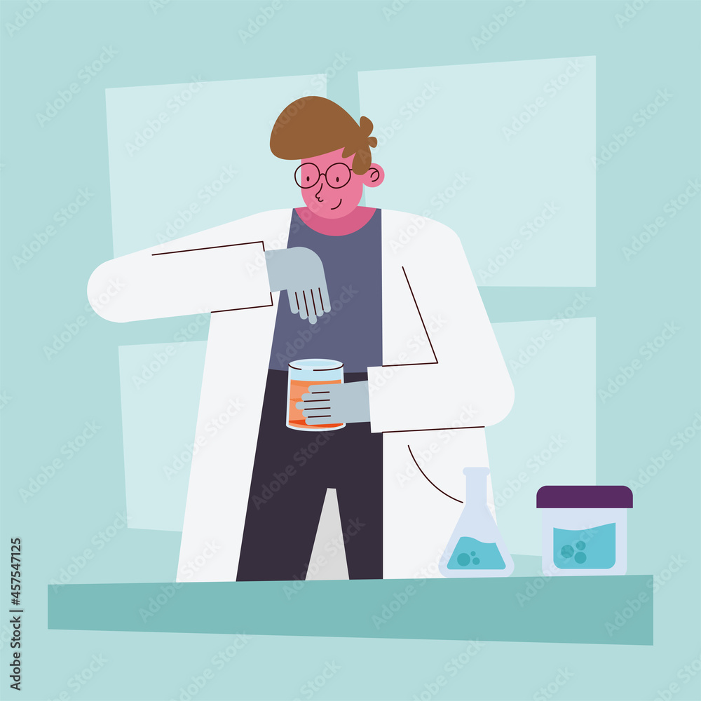 man scientist with flasks man scientist with flasks