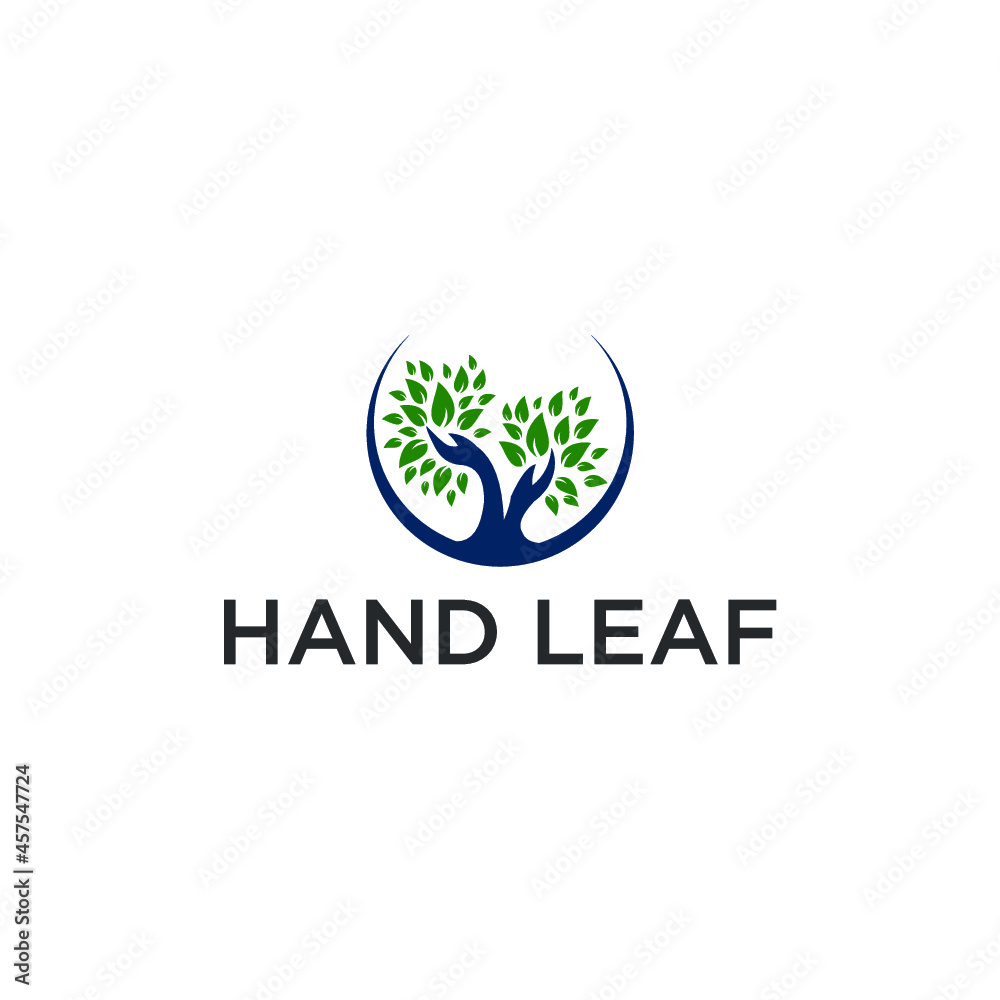 Hand leaf logo design