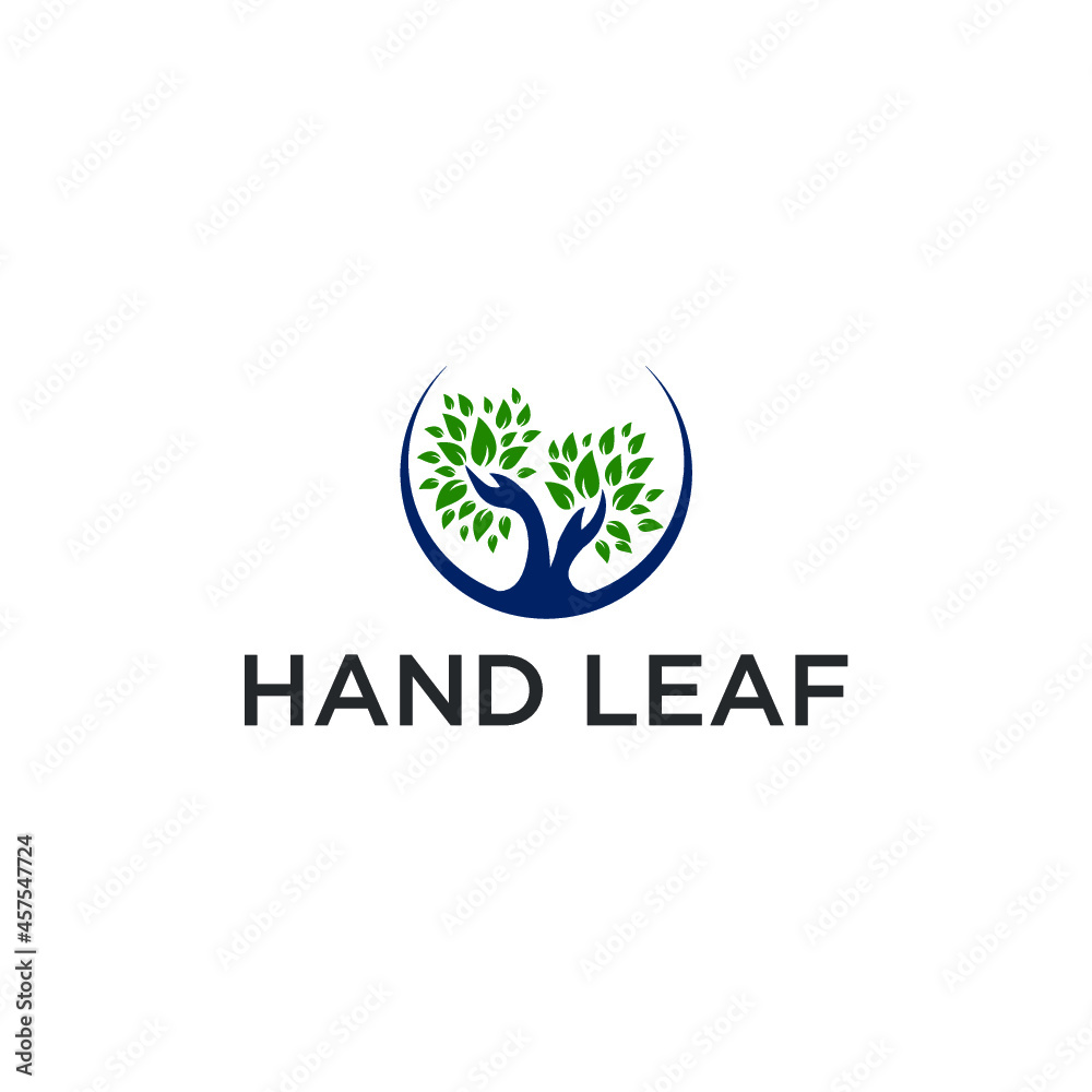 Fototapeta premium Hand leaf logo design