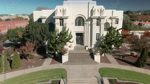 Aerial: Hayward Old City Hall, California, USA photo