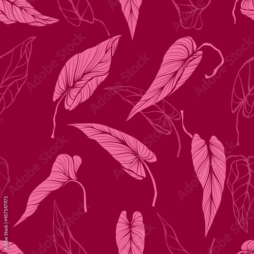 Vector seamless pattern with silhouettes of leaves. Pattern of leaves