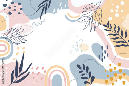 Design banner frame background .Colorful poster background vector illustration.Exotic plants, branches,art print for beauty, fashion and natural products,wellness, wedding and event. © donnaya92