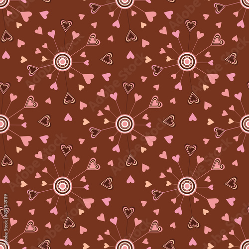 seamless pattern chocolate carousel of pink and chocolate hearts vector