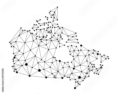 Canada polygonal map with connected dots