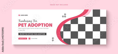 Pet care social media cover template or pet adoption facebook banner design.