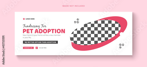 Pet care social media cover template or pet adoption facebook banner design.
