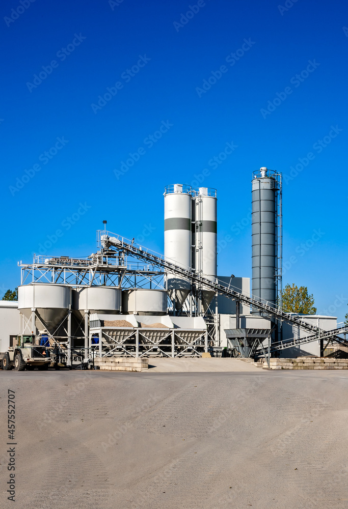 Obraz premium Construction industry concrete mixing batching plant and equipment.