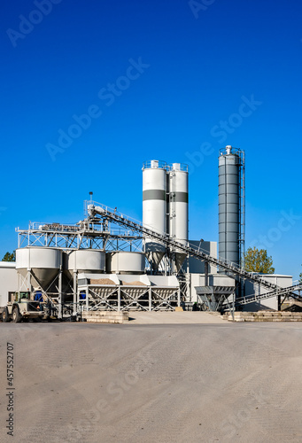 Construction industry concrete mixing batching plant and equipment.