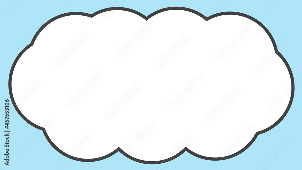 大きな雲形のフレーム（水色背景）