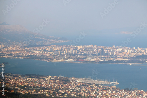 Aerial view of Split and Kastela, Croatia.