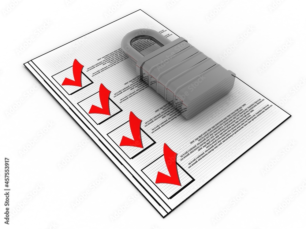 Fototapeta premium 3d rendering documents with lock