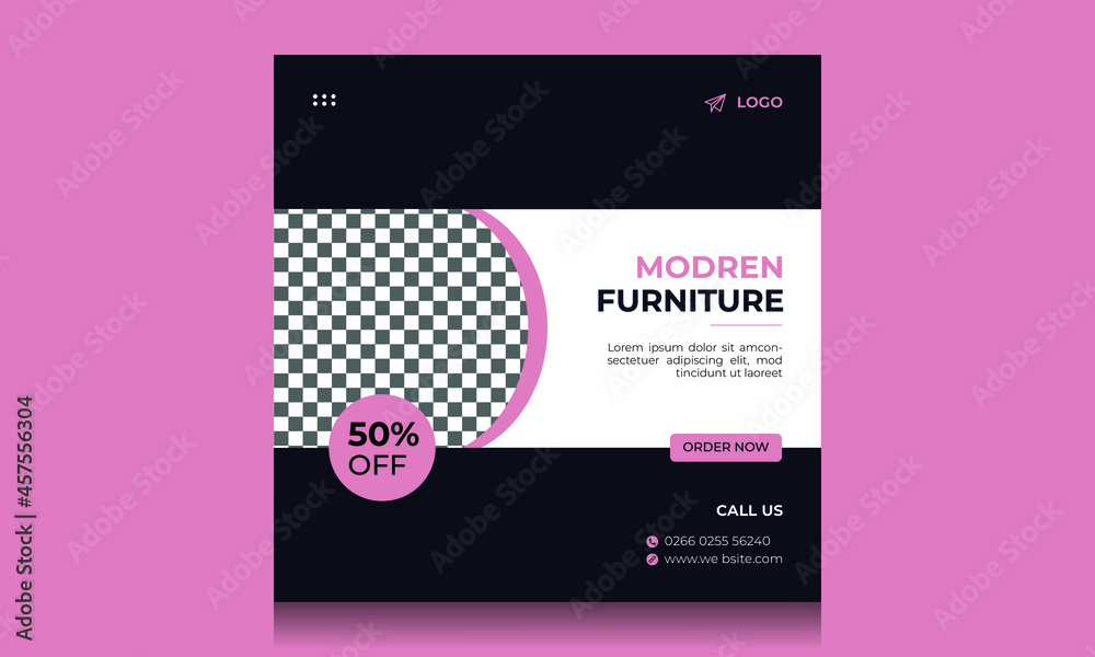 Furniture Social Media Post banner Layout with Modern Shape Elements Furniture Social Media Post banner Layout with Modern Shape Elements
